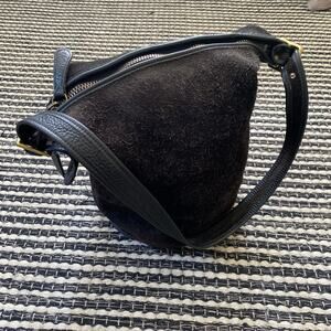 🌿 Coach Vtg Berkeley Duffle Sac Suede Leather 9010 Black Shoulder Crossbody Bag